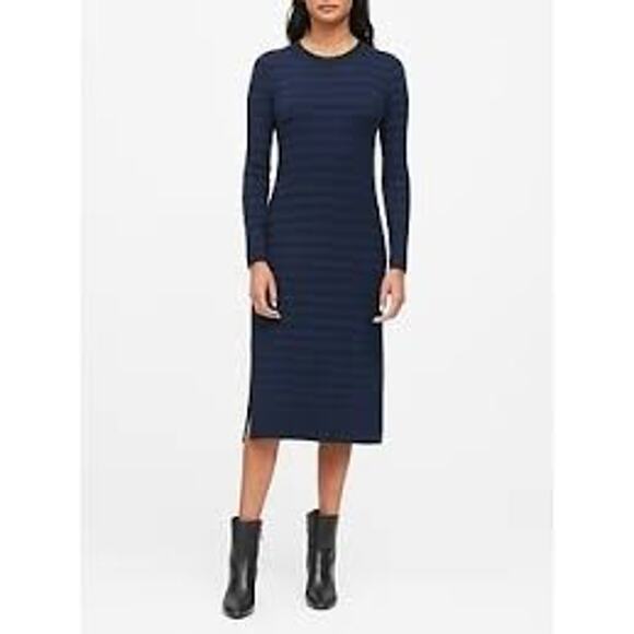 NWT‎ Banana Republic Metallic Stripe Sweater Dress Long Sleeve Women's Small - Picture 1 of 14